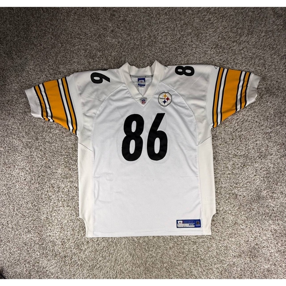 Hines Ward #86 Pittsburgh Steelers Reebok Authentic White Away Jersey Size 56